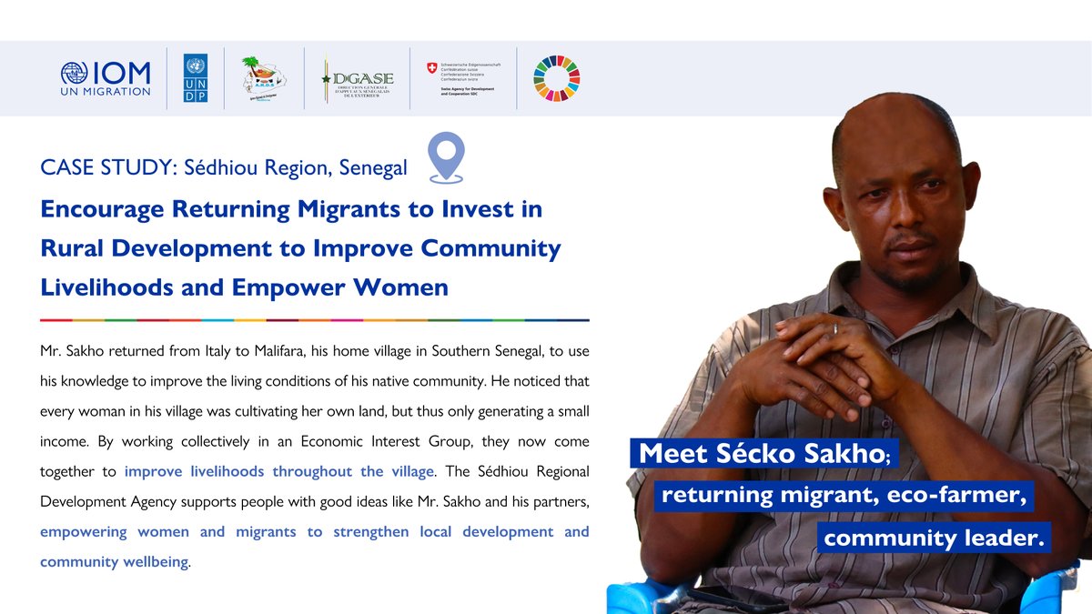 Mig4Dev's tweet photo. On our last day of Senegal Week, read our case study on Sécko Sakho!

https://t.co/TnrL00CBjq

@OimSenegal @UNDP @SwissDevCoop, Agence Régionale de Développement de Sedhiou, Direction Générale D'Appui aux Sénégalais de l’Extérieur https://t.co/QaqY5LL9WX