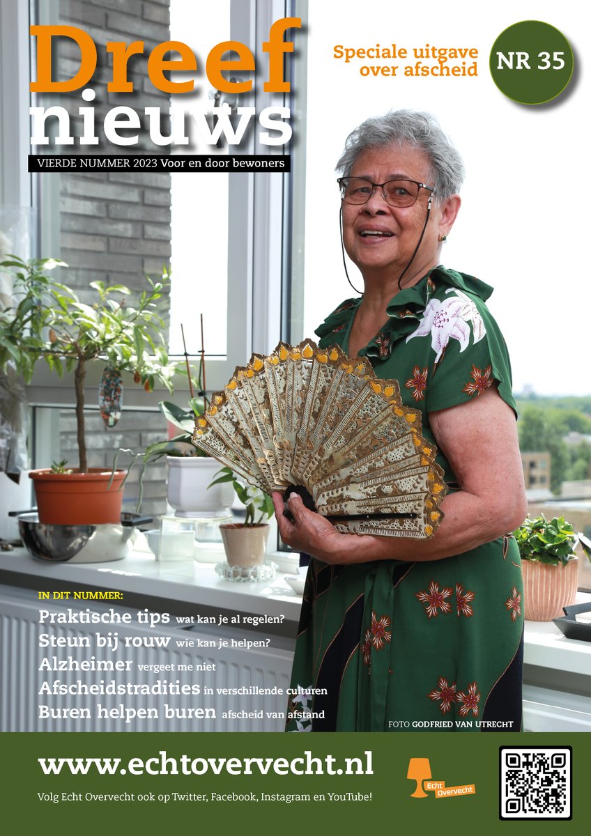 Er is een speciale Dreefnieuws uit, over afscheid. 
Met verhalen over rouwmaatjes; hoe nemen ze in verschillende culturen afscheid;  praktische tips wat kan je al regelen; Alzheimer vergeet me niet; Buren helpen buren: afscheid van afstand... 
Online lezen
issuu.com/dreefnieuws/do…