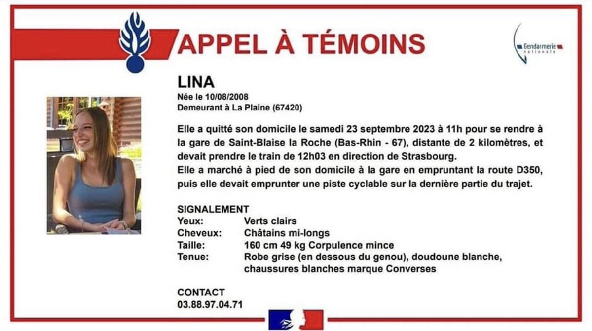 🔈🔈🔈 Partagez en masse pour soutenir la famille dans les recherches !!!! #Appelàtémoins #Avisderecherche #Lina