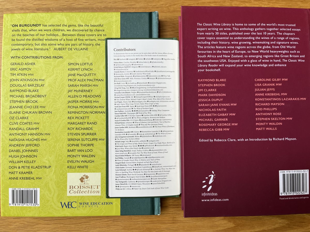 Delighted to be sharing space with this legion of illustrious wine writers, across this trio of excellent recent publications. <a href="/academie_du/">Académie du Vin Library</a> <a href="/Octopus_Books/">Octopus Publishing</a> <a href="/Infinite_Ideas/">Infinite Ideas</a> <a href="/cwl_wine/">Classic Wine Library</a> <a href="/littlestjames/">Hugh Johnson</a> <a href="/MathiaudBIVB/">Cécile Mathiaud BIVB</a> <a href="/BourgogneWines/">Bourgogne Wines</a> <a href="/VinsdeBourgogne/">Vins de Bourgogne</a> @JC_Boisset