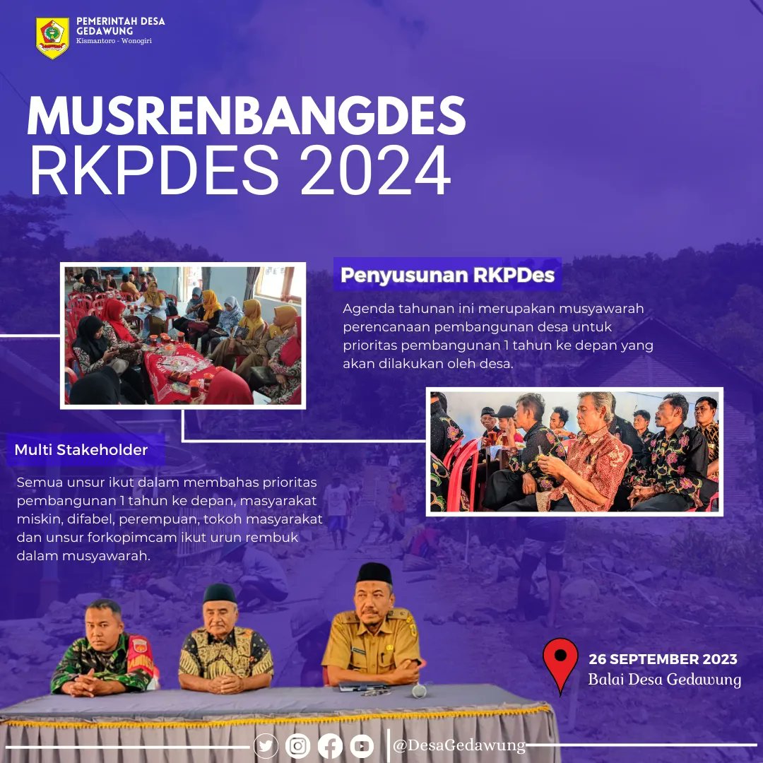 DesaGedawung's tweet photo. Hai Sobat Desa! Yuk simak agenda pagi tadi (26/09) di Desa Gedawung https://t.co/eBRhAfauOT
