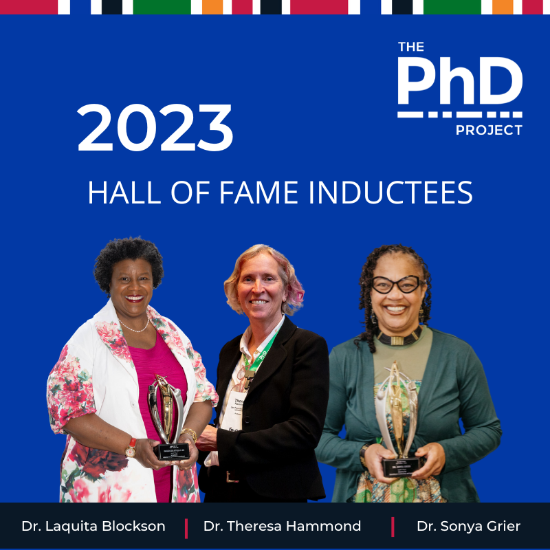 ThePhDProject's tweet photo. We’re ecstatic to present this year’s PhD Project Hall of Fame winners: Dr. Laquita Blockson, Dr. Sonya Grier of @AmericanU and Dr. Theresa Hammond of @SFStateCoB. Congratulations! #ThePhDProject #MakingADifference #BuildingDiversityTogether
Read more: https://t.co/0MdbLzCRfg https://t.co/OekYKY5jVJ