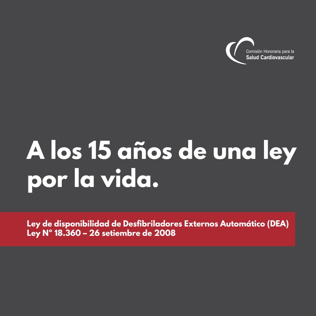 cardiosaluduy's tweet photo. Este año se cumplen 15 años de la aprobación por el Parlamento de la Ley 18.360 que dispuso la disponibilidad de desfibriladores externos automáticos (DEA) en los espacios públicos.

📌https://t.co/v7TQKqDGbm

@VictorDayan1  @Doc_AleCuesta @reyescaorsi
@ArielduranDr   @LauraGarreCastr @Parlamento_UY