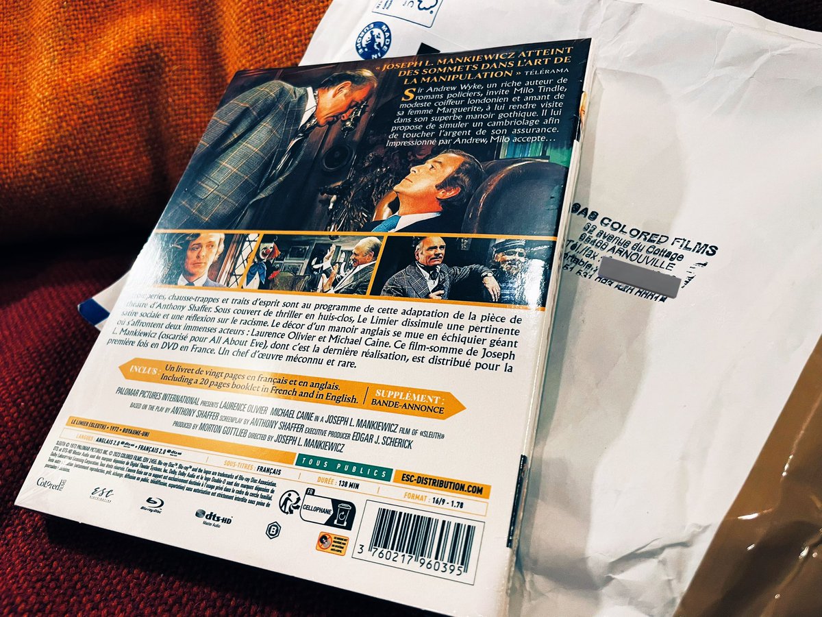 1998年のAnchor Bay盤DVDから25年… 仏盤キタｧｧΣ三(;ﾟ;∀;ﾟ;ﾉ )ﾉ サントラは毎週のようにヘビロテしてるんですけどね。オズワルド・モリスの映像は蘇っているのだろうか⁉︎

#Sleuth
#JosephLMankiewicz
#LaurenceOlivier 
#MichaelCaine
#AnthonyShaffer
#JohnAddison
#OswaldMorris
#KenAdam