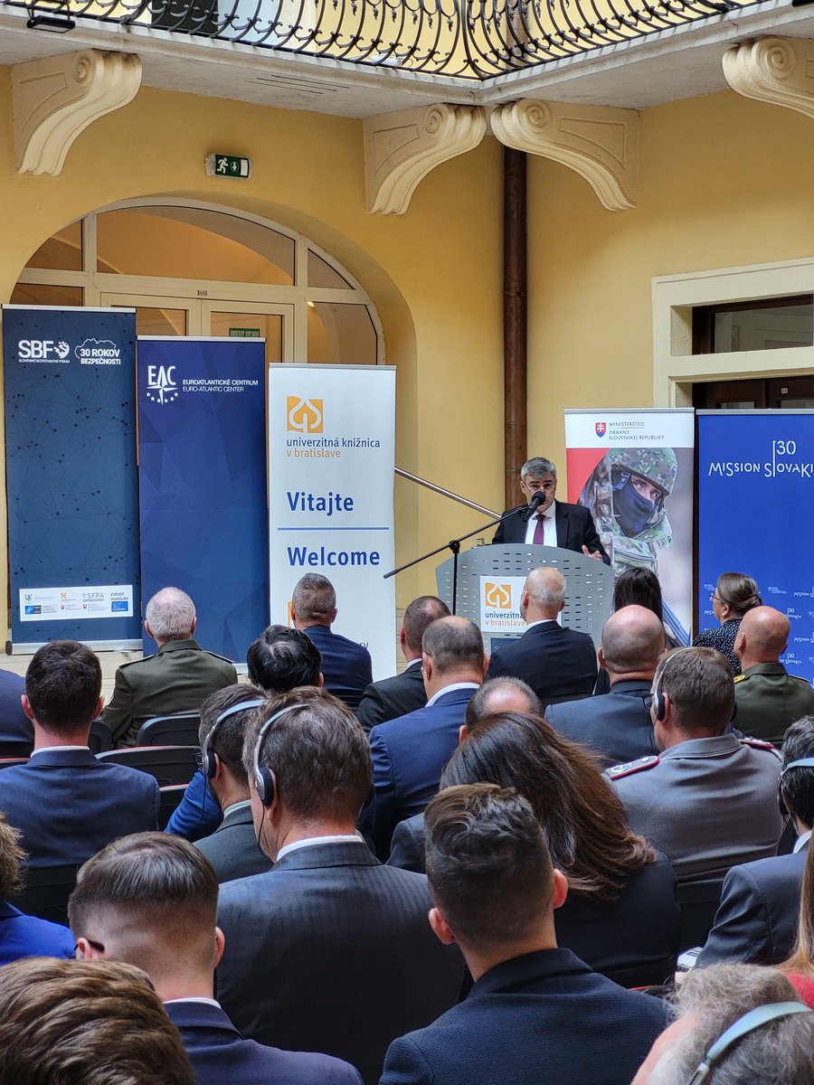 Honored to take part in the Slovak Security Forum organized by <a href="/EACenter/">Euro-Atlantic Center</a> today. Our #security should not be taken for granted. Almost 20 YA, #Slovakia 🇸🇰 became a member of <a href="/NATO/">NATO</a> and the #EU, which is one of the most important milestones in our modern history. #SBF2023