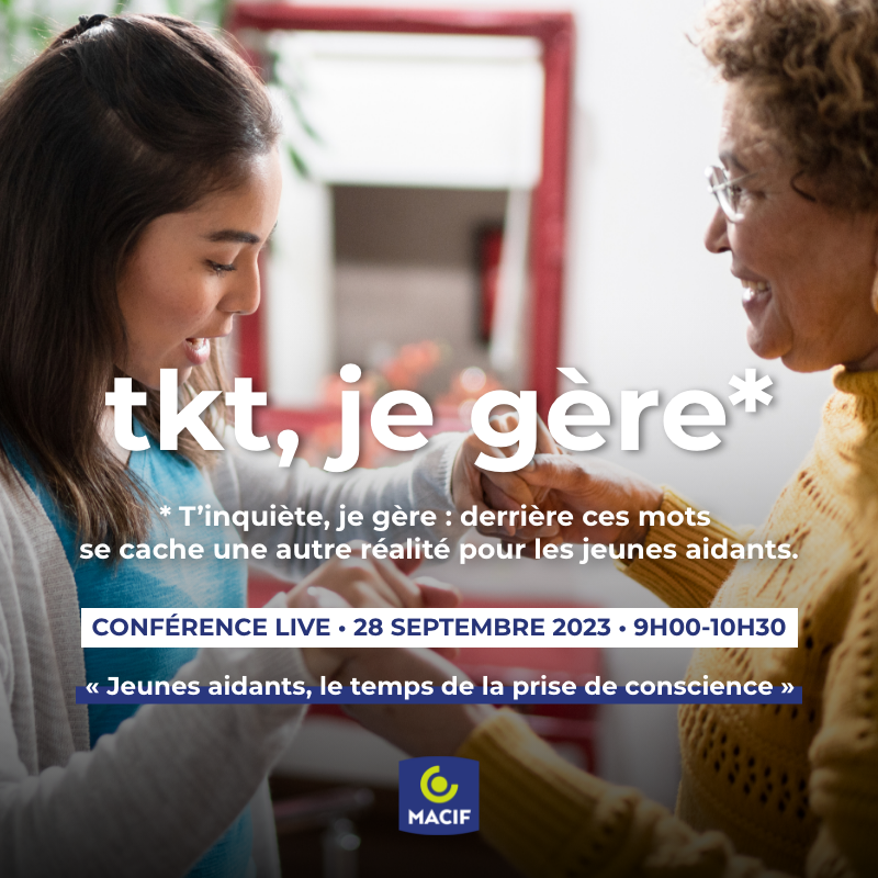 MacifAssurances's tweet photo. 🤝 La #Macif donne la parole aux jeunes #aidants ce jeudi 28/09 pour la conférence “Jeunes aidants, le temps de la prise de conscience” ! 
👥 Pour s’inscrire 👉 https://t.co/5s2n6zlXlF https://t.co/EZK2ZkN8O5