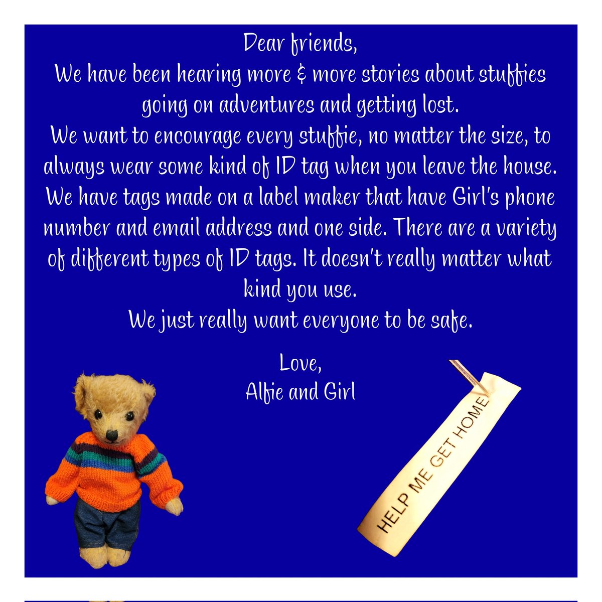 My article about the importance of ID tags for stuffies who travel will be in the next issue of the Teddy Bear Times magazine. And for anyone who is interested, Girl wrote an article about Kevin, Toddy, and Olly and it will be in the issue after next. #FurryTails #ToddysHug