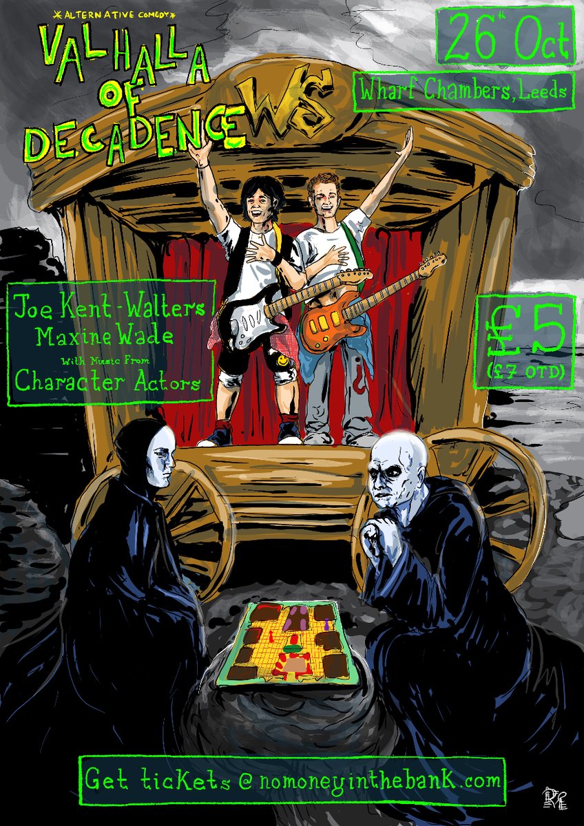 NMITBank's tweet photo. In exactly a month, Valhalla of Decadence will be back at Wharf Chambers to bring in the spooky weekend. Two great weirdo comics, one banging band, oodles of our own nonsense. Should be class. Pre-book a ticket for a yet-to-be-decided treat.
🎟️ https://t.co/32M2lPBnzL https://t.co/aHLNOUseLa