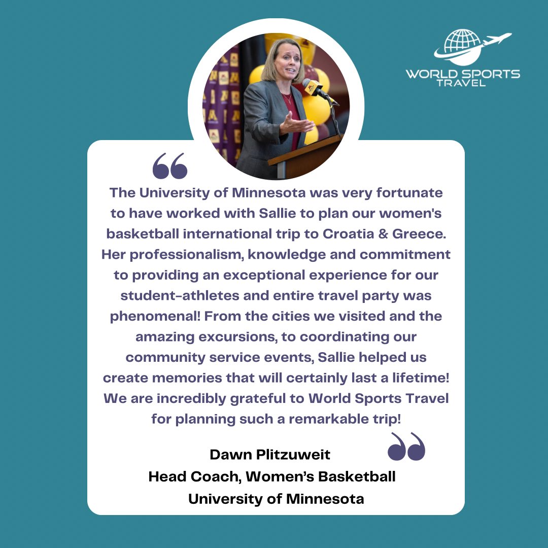WrldSportsTrav's tweet photo. Allow us to make planning your International Tour easy & stress free🤗
@coachdawnp
@gopherswbb
#worldsportstravel #foreigntour #review #goohers #wbb #travel #foreigntrip #sports #collegiate #basketball #sportstours #minnesota #booknow #summer2024 https://t.co/xs3yaWaco4