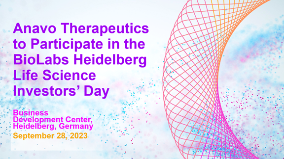 Our team is looking forward to participating in the <a href="/BiolabsHD/">BioLabs Heidelberg</a> Life Science Investors’ Day on September 28 in #Heidelberg.

Stop by and say hello if you will be there!

Learn more at anavotx.com