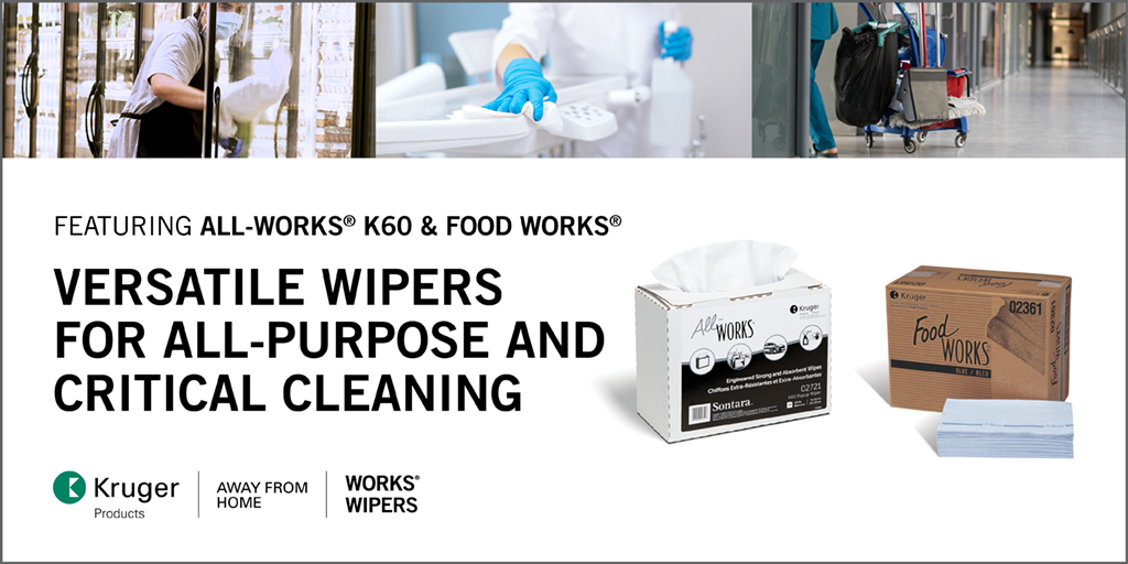 The Kruger Products portfolio of WORKS® wipers is designed to meet the needs of most wiping applications from critical cleaning to simple wipe-ups. Click here for more information bit.ly/wipers2 or contact your Kruger Products Away From Home Sales Representative.