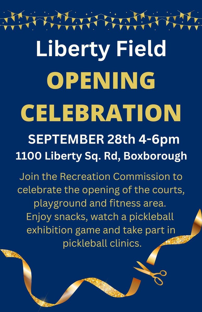 ABYouthBaseball's tweet photo. 🚨ABYB FAMILIES 🚨🚨

Everyone is invited to attend the Liberty Fields partial opening ribbon cutting event at Liberty Fields in Boxborough! Thursday, September 28th 4:00-6:00 pm, 1100 Liberty Square Rd, Boxborough.

Hope to see you there! https://t.co/SkZEA5i7fu