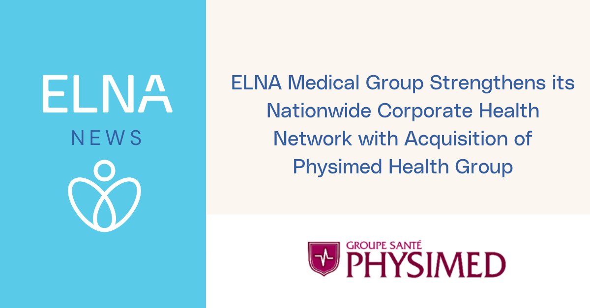 ELNA announces the #acquisition of Physimed Health Group, a private and public care pioneer and a leader in corporate #healthcare in Quebec. Their expertise and commitment to medical innovation are a perfect match for ELNA's vision. lnkd.in/eHYC26df