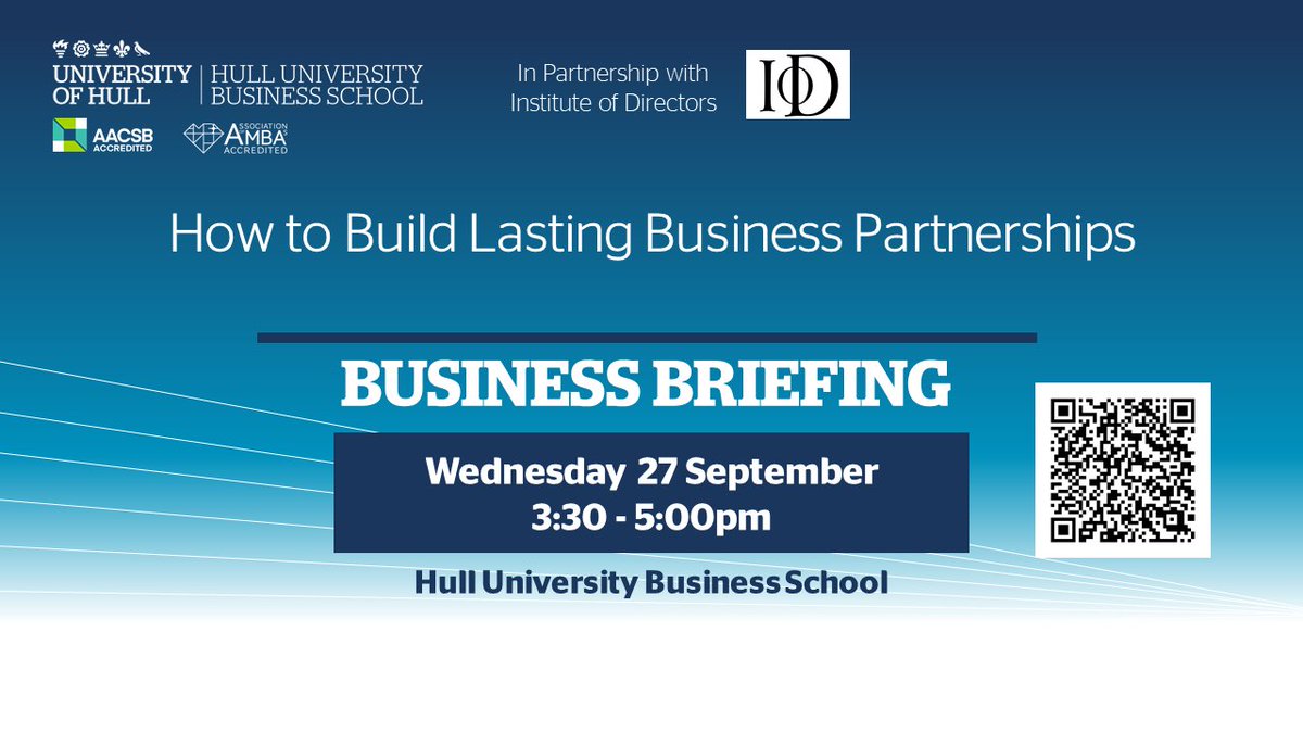 Join us tomorrow for our Business Briefing to hear from speakers in industry and from the University. Registration link: eventbrite.com/e/how-to-build… #partnership #collaboration #BusinessGrowth