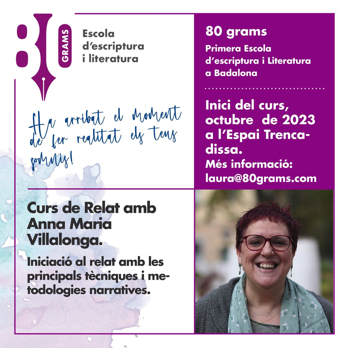 80gramsEscola's tweet photo. Últims dies per apuntar-se als cursos d'escriptura de @80GramsEscola!!
Encara tenim places als de #Novel·la, #Relat, #LiteraturaEstranya #Poesia i #Biografia! No us els perdeu!
#escriureabadalona #escriure #escoladescriptura #escolaescripturabadalona https://t.co/urCYQCsTYo