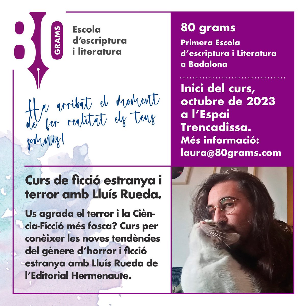 80gramsEscola's tweet photo. Últims dies per apuntar-se als cursos d'escriptura de @80GramsEscola!!
Encara tenim places als de #Novel·la, #Relat, #LiteraturaEstranya #Poesia i #Biografia! No us els perdeu!
#escriureabadalona #escriure #escoladescriptura #escolaescripturabadalona https://t.co/urCYQCsTYo