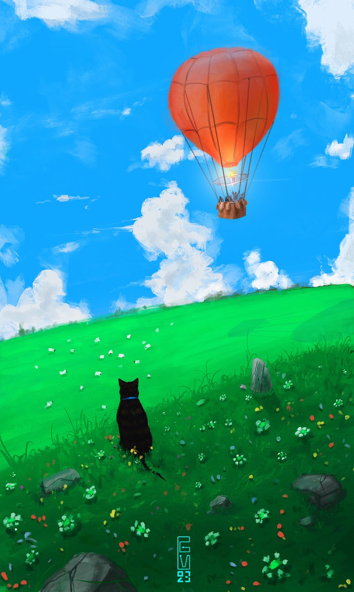 Hello Friends... (Ghibli style photoshop painting). #digitalpainting #art #digitalart #DigitalArtist #wacom #ArtOfTheDay #artist #artistic #ghibli #landscape #fantasyart