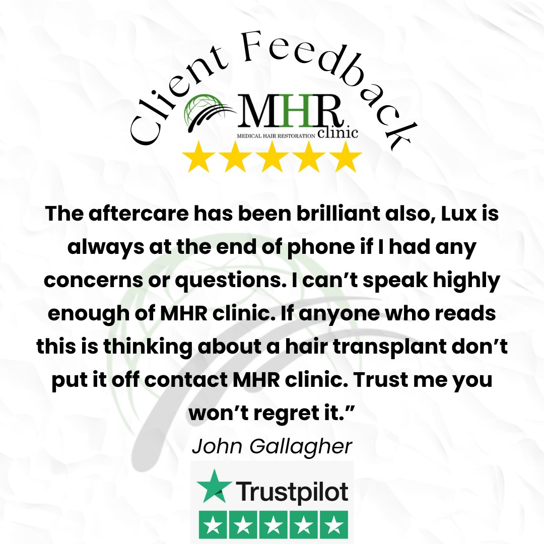 Mhr_clinic's tweet photo. 🌟 We're over the moon with this amazing review from one of our valued clients!🌟
John Gallagher had some kind words to say about their experience with us at the #MHRClinicireland
Thank you so much! We're thrilled to have been part of his #hairrestoration journey. 
#happyclient https://t.co/5fG8EDPQWy