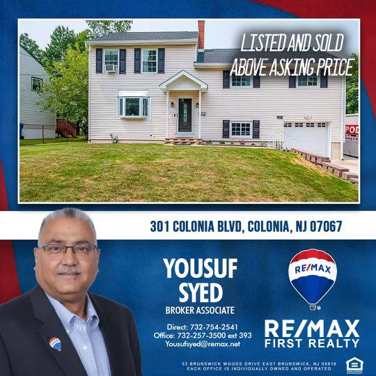 Listed & Sold!! Above asking price
📍301 Colonia Blvd, Colonia, NJ 07067

#njrealty #njrealtor #njrealestate #njrealtorlife #realestate #realestatetips #realestatelife #realestategoals #realestateagent #realestateadvice #realtor #realtors #realtortips #remax #sold