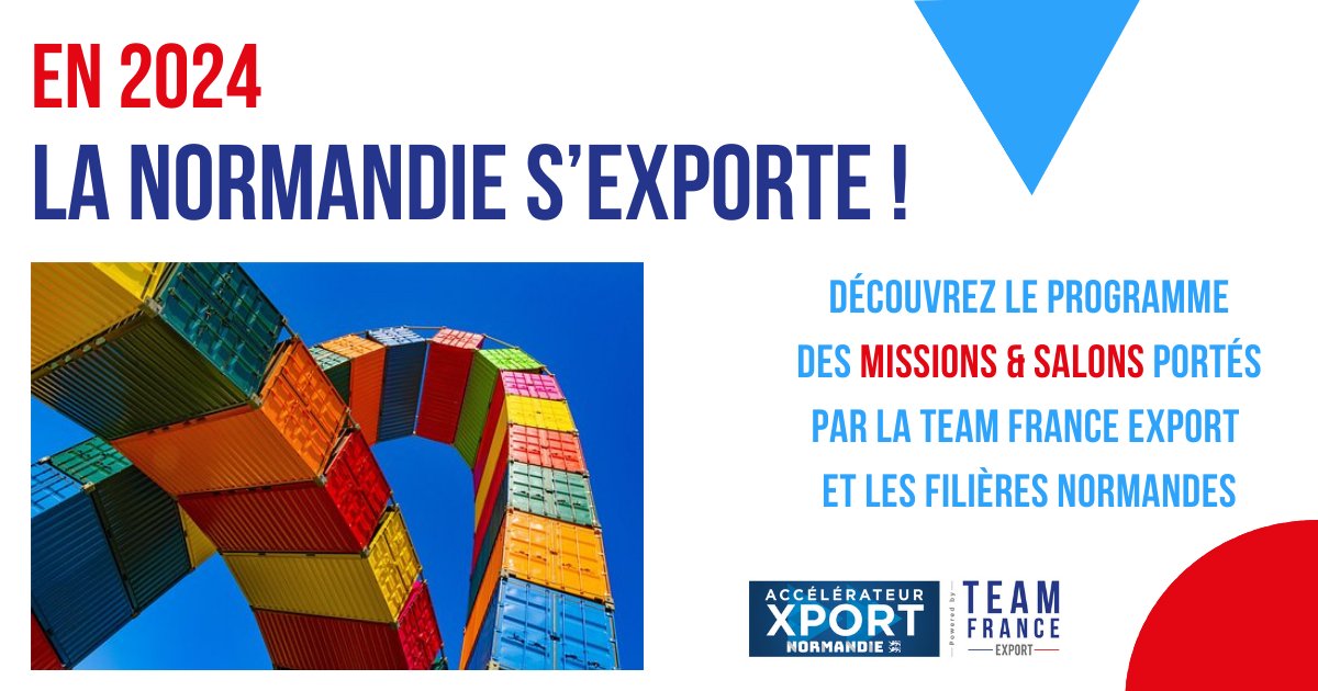 🌏 Quelle sera votre nouvelle destination d'affaires en 2024 ? 👉 Asie, Afrique, Europe, USA ?

La #TeamFranceExport Normandie et les filières vous accompagnent !
ℹ️ teamfrance-export.fr/xport-normandi…

#international #export #osezlexport