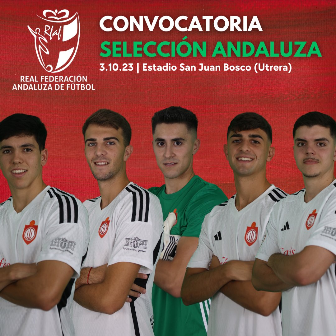 📞 Sí, ¿dígame? ¿La Selección Andaluza?

La <a href="/RFAF/">RFAF</a> llama a 5⃣ jugadores utreristas para su primera convocatoria de cara al campeonato de España de selecciones.

La cita tendrá lugar en nuestro estadio🏟️ el próximo 3 de octubre📅

¡Enhorabuena Sergio, Sebas, Navajas, Leal y Chema!