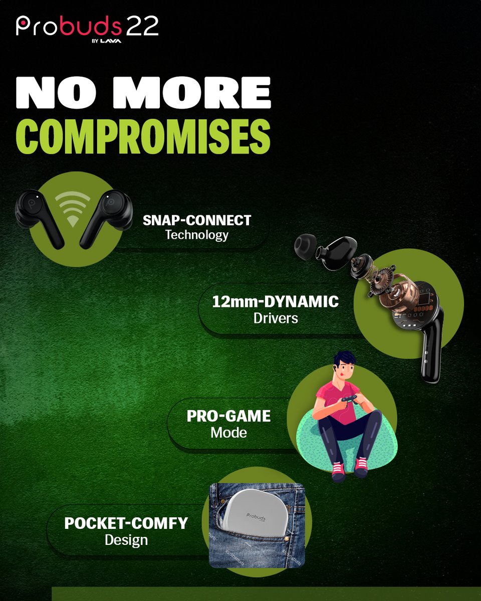 LavaMobile's tweet photo. Elevate your audio game!
Featuring Snap Connect, Pro-Game Mode & ultimate pocket comfort, #Probuds22 are the key to your seamless tune playing experience.
Price: โน1,399
Shop Now: https://t.co/SiEnmIe3rv
Available on Lava E-store & your nearest retail outlets.
#NoMoreHelloHello https://t.co/i02svKaogM