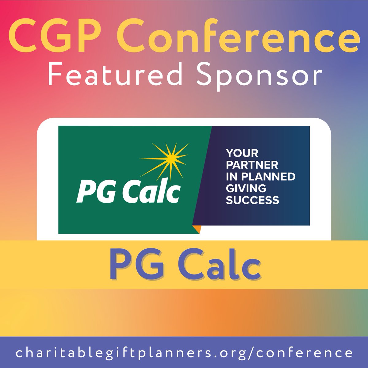 CGPnational's tweet photo. #CGPConference wouldn’t be possible without the support of our sponsors. A special thank you to PG Calc for sponsoring the Emerging Professionals Happy Hour. Their dedication and support are essential to CGP and the gift planning community.
Learn more: https://t.co/JXn0k9kbur https://t.co/67MAshNc3Z