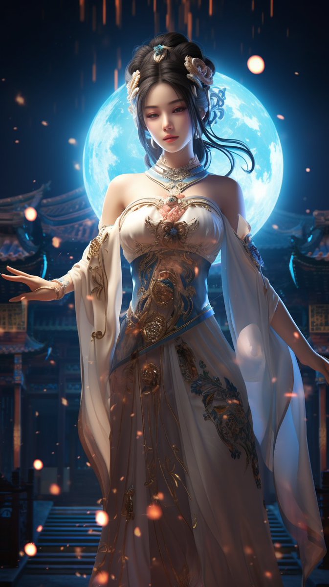 FireART_AI's tweet image. First of all, thank you for the provided prompts. China&apos;s Mid-Autumn Festival is just around the corner, and I&apos;ve drawn our Chinese moon goddess, Chang&apos;e. Wishing everyone a happy and beautiful life! #midjouney #aiartcommunity #aigirls #AiArts