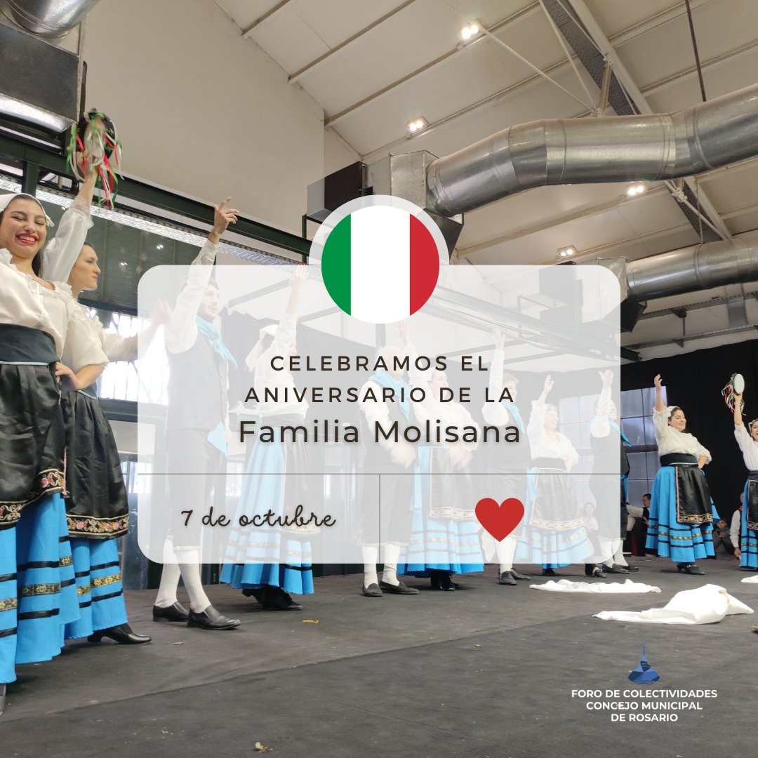 ForoColect's tweet photo. Desde el Foro de Colectividades saludamos a las y los integrantes de la Asociación Familia Molisana de #Rosario en su 30° aniversario ¡Felicidades! 👏 https://t.co/yPU9nkMHMB