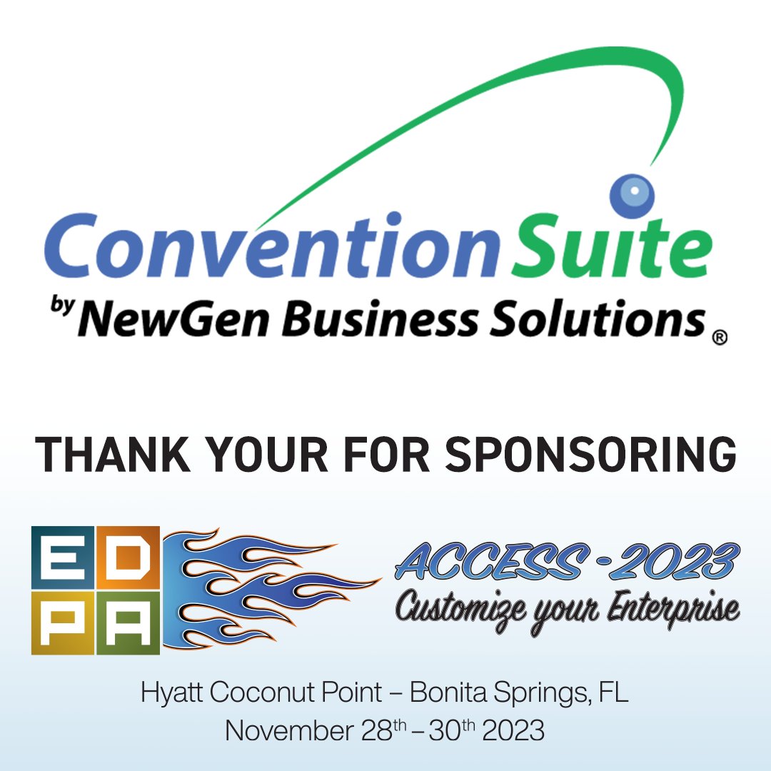 Thank you, ConventionSuite, for sponsoring ACCESS 2023. Check out ConventionSuite - conventionsuite.com #EDPA #EDPAACCESS2023