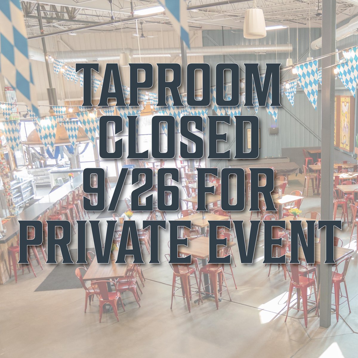 ❗Heads up friends! ❗ We are CLOSED today 9/26 for a Private Event We are so sorry for any inconvenience, we will be back to regular hours tomorrow 🍺