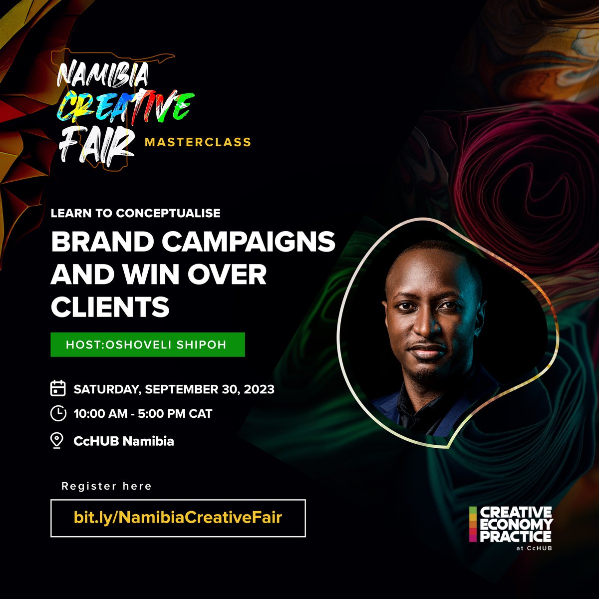 CcHUBCreative's tweet image. #MasterclassAlert 📣📣  
Introducing our host for the creative masterclass on branding.  
Meet Oshoveli Shipoh, Creative Director &amp;amp; Award Winning filmmaker who will be revealing the art of conceptualising winning brand campaigns and capturing the hearts of clients.  
(1)