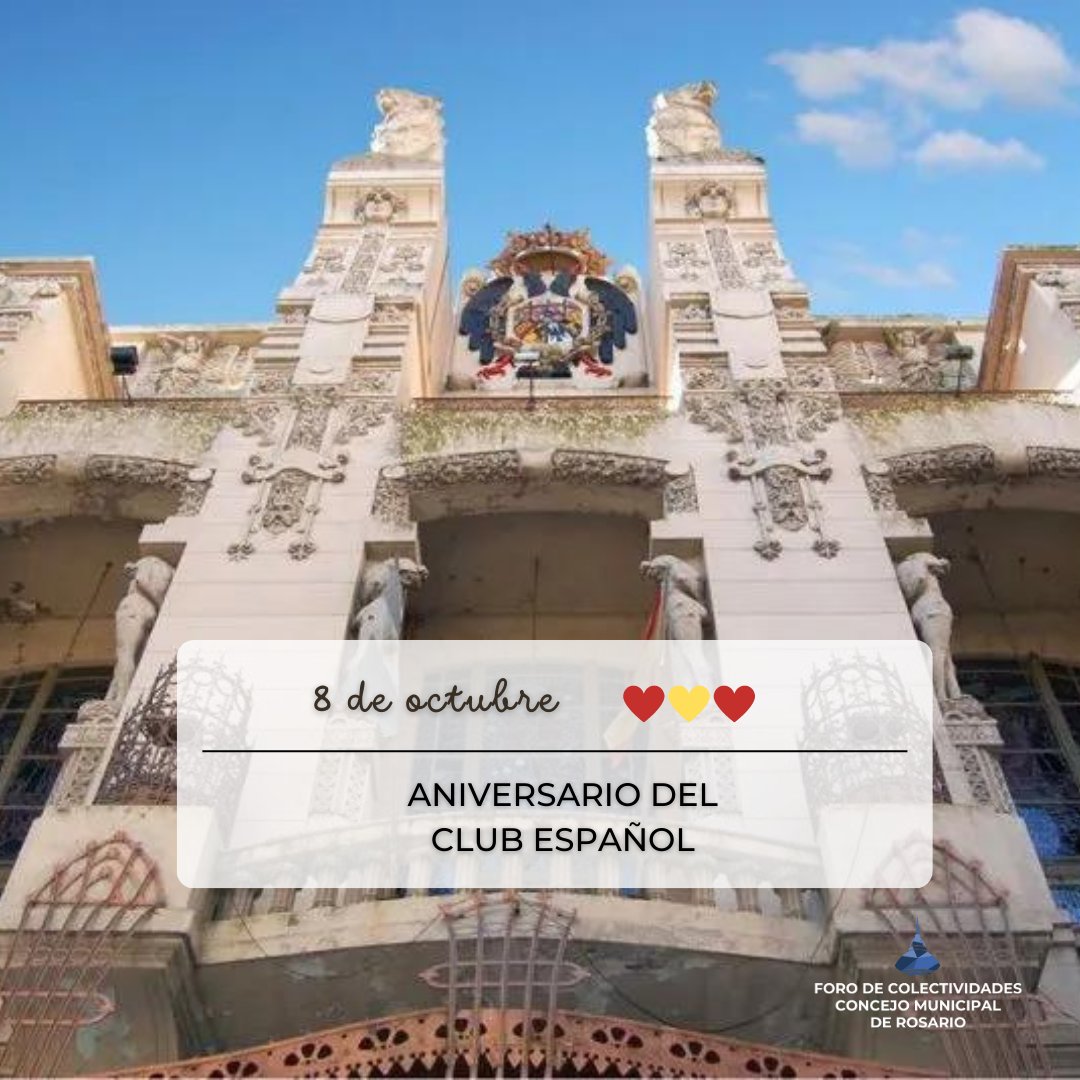 ForoColect's tweet photo. #8deoctubre
Hoy se celebra el aniversario del Club Español de #Rosario👏 Felicidades a todos y todas sus integrantes! 💃 https://t.co/HNRfnl63LT