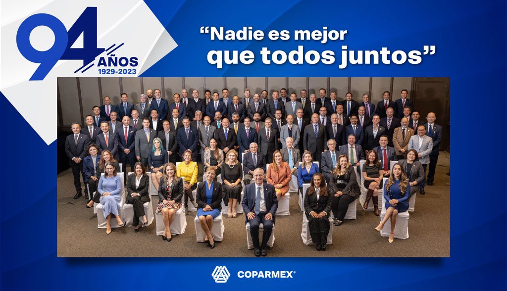 Coparmex's tweet image. 🔵 Hoy celebramos nuestro 94º aniversario como Confederación Patronal de la República Mexicana: COPARMEX y renovamos nuestro compromiso de seguir trabajando por  un mejor México para todas y todos. Reconocemos a nuestros socios y colaboradores de los 68 Centros Empresariales, 20…