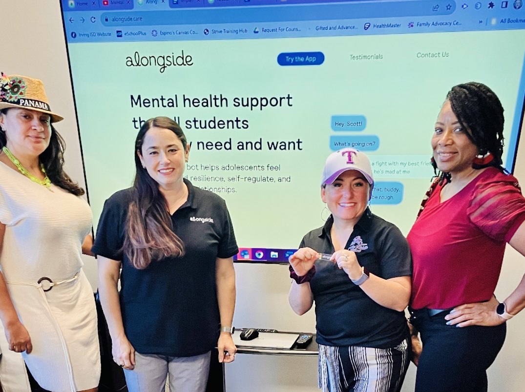 Last week AMS Counselor’s got to meet with Ms. Jess Bell from Alongside Care Mental Health App. Thank you Ms. Bell! Our @Austin_Broncos are equipped to have the best resources for their personal mental health issues and we are here to support them. #thankyoualongside #amsbroncos