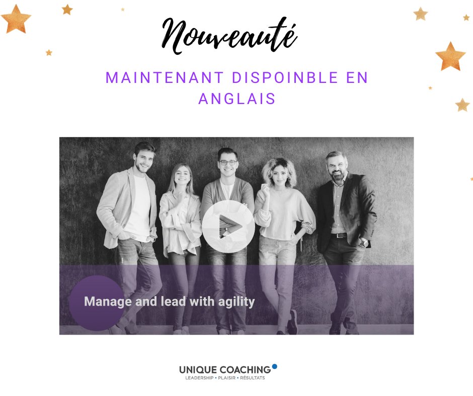 Multisite teams? Train them about the management role in either French or English. Proud to share with you « Manage and Lead with Agility » the sister of « Gérer et mener avec agilité ». 

Pour en savoir plus, c’est par ici 👉unique-coaching.didacte.com/a/course/36755…