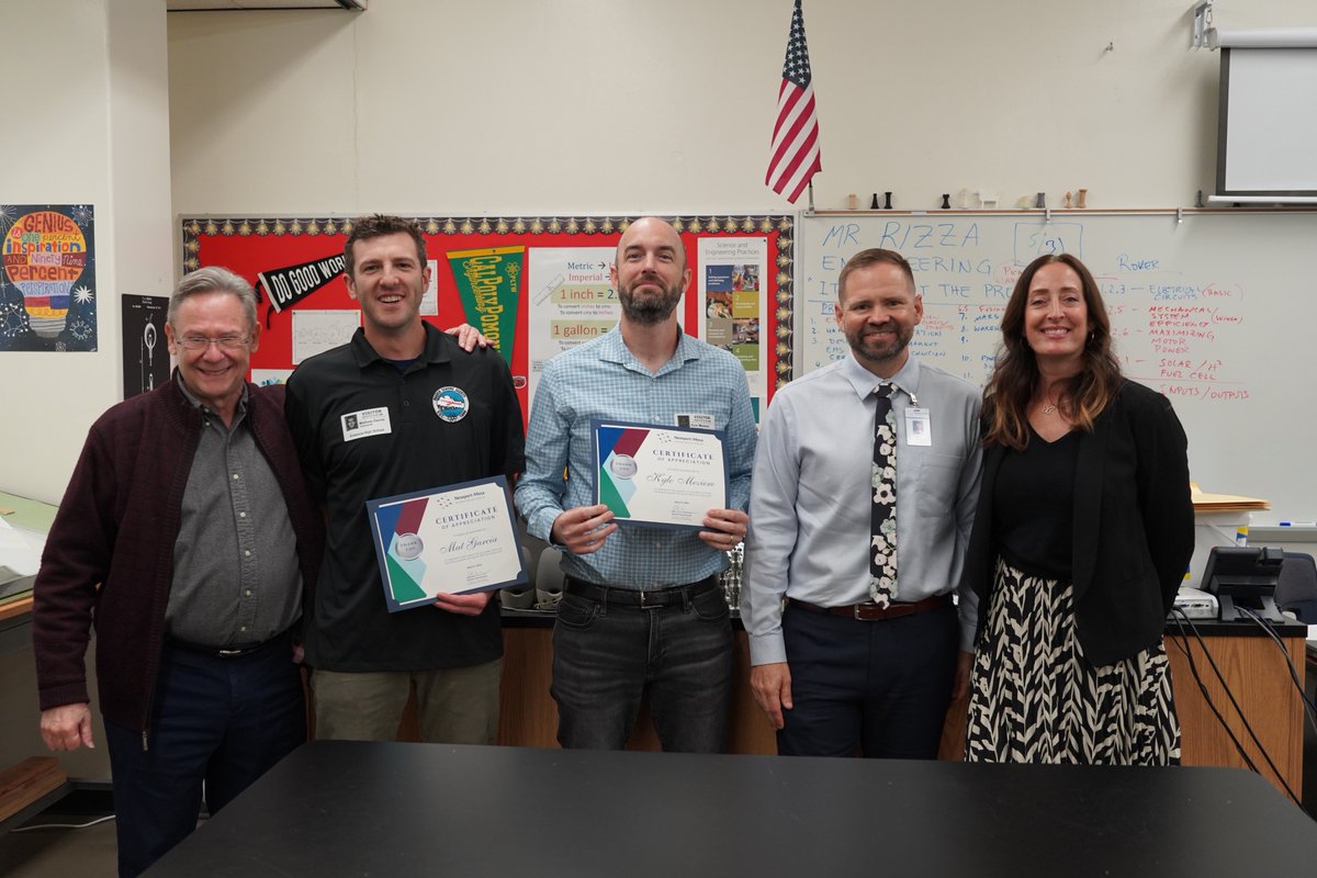 Mat Garcia (Overair, Harbor Soaring Society) & Kyle Meziere (Overair) were recognized for their support of #CTE student programs. Overair has provided internships and externships, provided judges for student projects, and presented on numerous topics to engineering students.