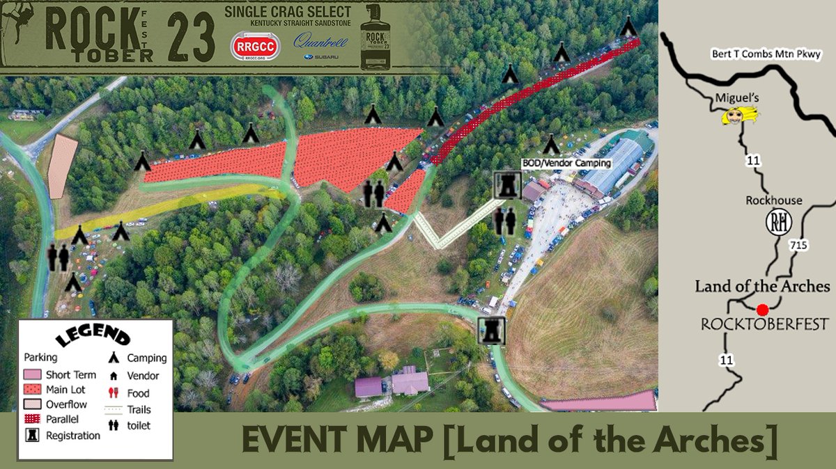 Check out the Rocktoberfest 2023 event map!

If you’re wondering where to go for parking and camping, here’s the layout that we’ll be using 👍

We can’t wait to see all of you there!

#rrgcc #redrivergorgeclimberscoalition #rocktoberfest2023