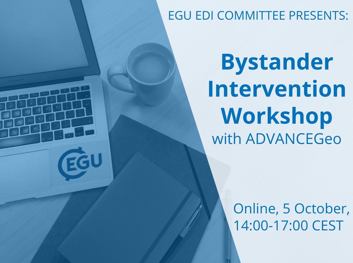 Looking for training to help you react when you see harassment/bullying in the learning environment? Apply to join @EGU_EDI & @ADVANCEGeo's free online workshop on 5 October, 14:00CEST, to learn more. Only 30 places: 1st come, 1st served. Register TODAY: egu.eu/3NWS11/