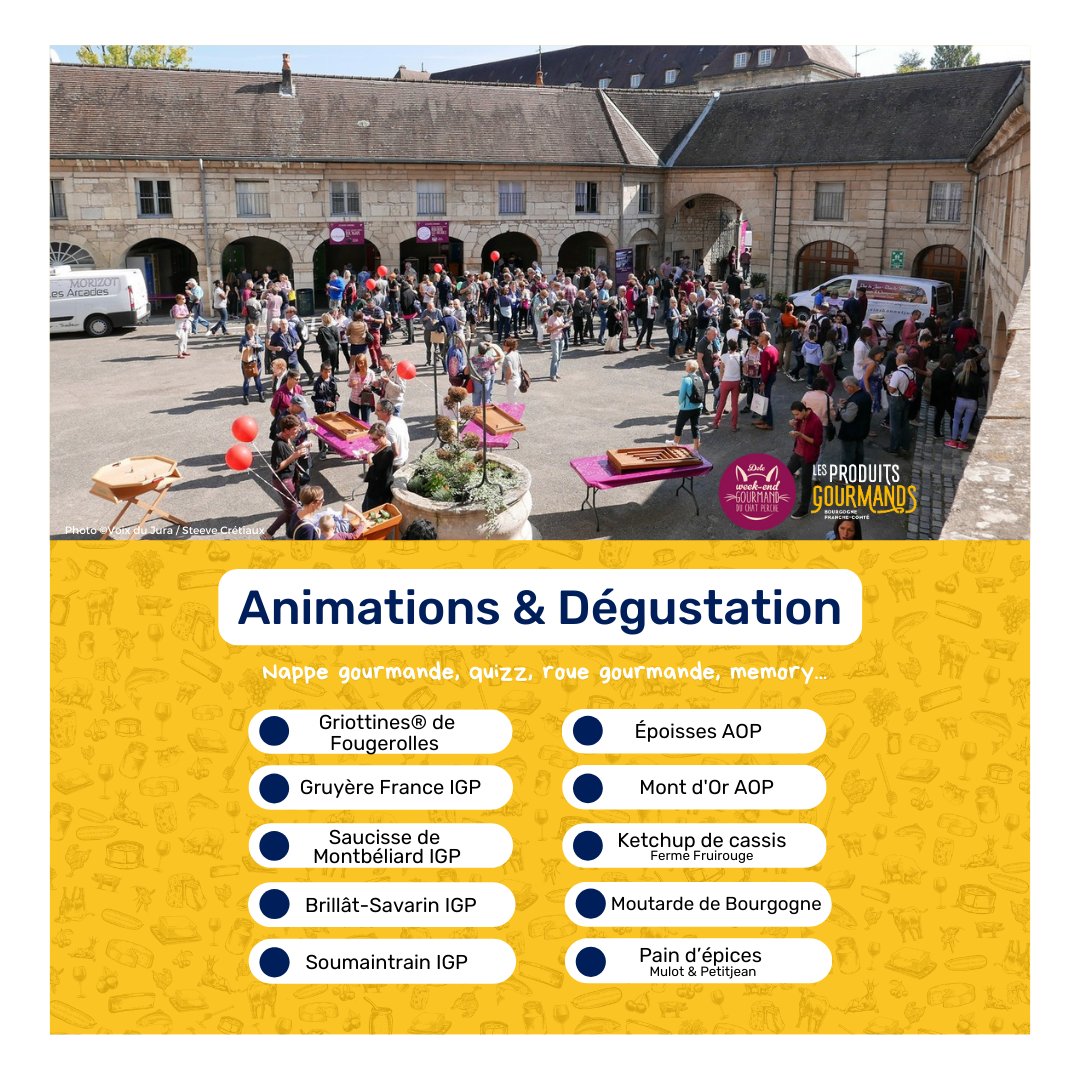 Ce week-end, pour la 9ème édition, Dole se transforme en village gourmand du 29 au 1er octobre pour le Weekend Gourmand du Chat Perché !🤗

Venez nous rencontrer et profitez de plusieurs animations et dégustations ! 😋😍

À vendredi ! ☀️

<a href="/JuraTourism/">Jura Tourisme</a> <a href="/DoleTourisme/">OT du Pays de Dole</a>