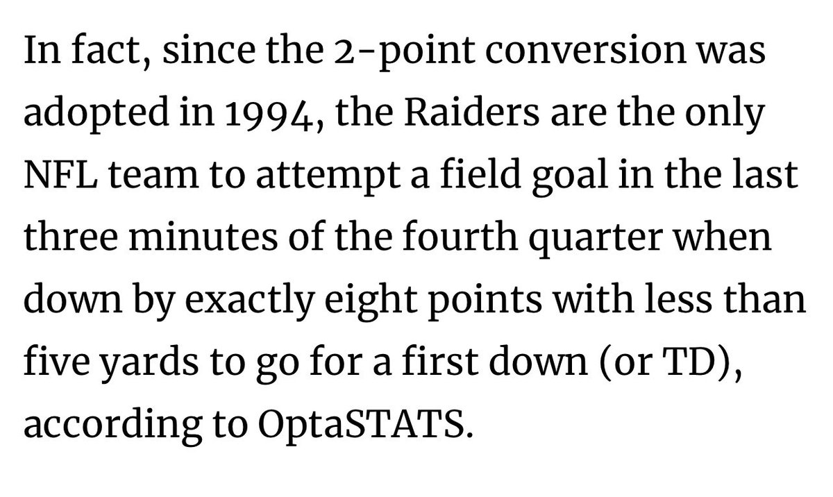 Statistically speaking, Josh McDaniels isn’t just stupid; he’s uniquely stupid. Come on, <a href="/Raiders/">Las Vegas Raiders</a>….
#FireMcDaniels

Source: Las Vegas Review Journal