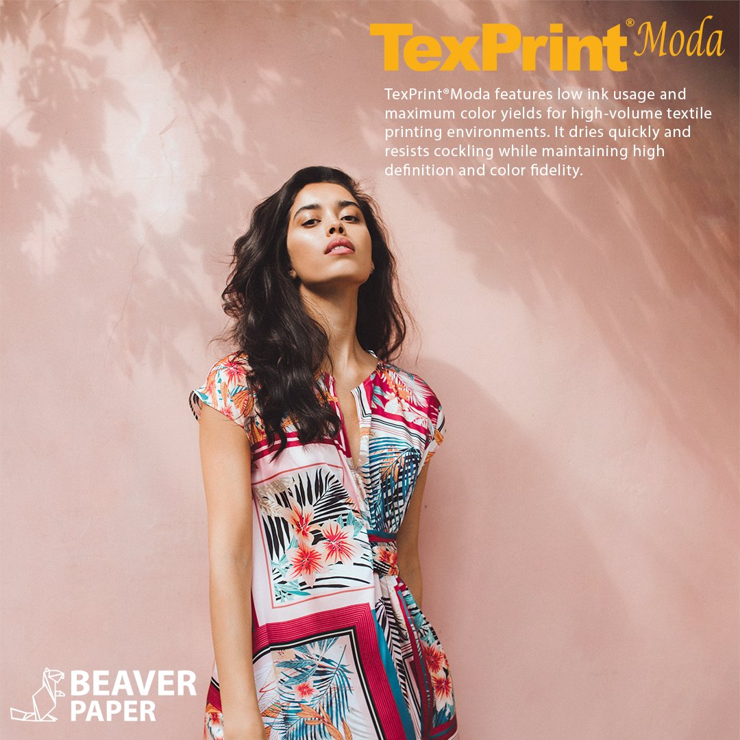 Discover the magic of textile printing with #BeaverPaper TexPrint® Moda! ✨ Whether it's #fashion or #homedecor, Moda ensures your prints stand out with vibrant colors and unmatched precision. Elevate your creativity and explore endless possibilities with #TexPrint® Moda! 🎨✂️