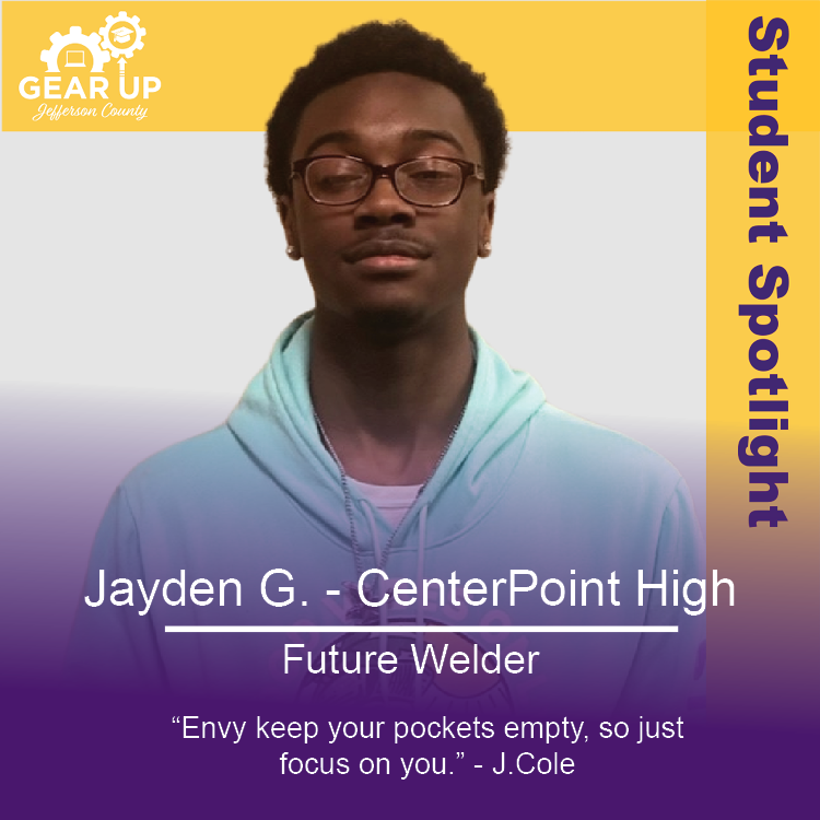 GEARUPJC's tweet photo. This week's #StudentSpotlights are Jayden G. from Center Point High, Landen G. from Midfield High, and Aaliyah C. from Shades Valley High School!✨ #GEARUPJeffersonCounty #GEARUPWorks https://t.co/QjxK7RkiWJ