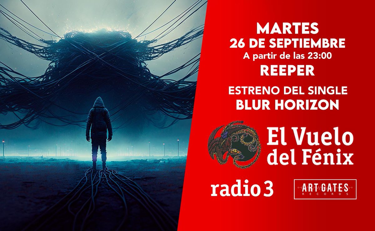 ArtGatesRecords's tweet photo. 🔥 Esta noche en @vuelofenix_r3 estrenamos el nuevo single de @Reeper_music #BlurHorizon 🫀
A partir de las 23:00 h ¿Estáis list@s?
#reeper #contemporarymetal https://t.co/lb7H4g42cq