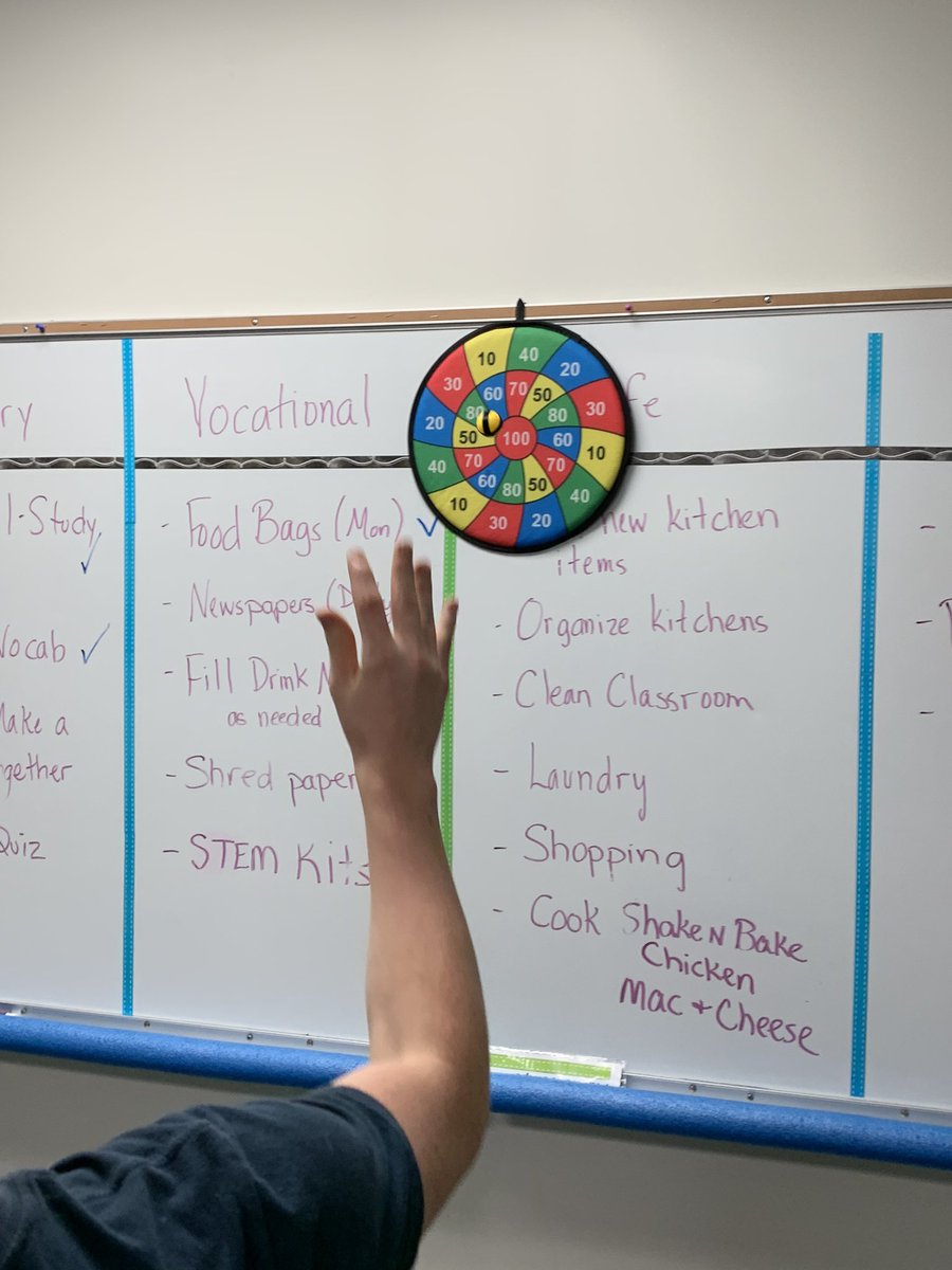 LifeSkillsPHS's tweet photo. Darts today!  Taking turns, number recognition, adding scores, hand eye coordination. Lots of learning and laughs today. #PantherPride https://t.co/EeSoBZSpGY