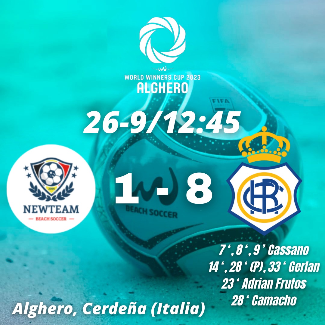 F_PlayaHuelva's tweet photo. NewTeam Brussels 🇧🇪 1-8 🇪🇦 Recreativo De Huelva Fútbol Playa
Debut con victoria de los nuestros, ante el equipo belga con goles de @francassano93 @gerlansilva10 @adri_frutoos8 @javiercamaxo13 

#diputacionhuelva #juntaandaluciadeportes #ayuntamientohuelva https://t.co/fsmfkbNjY1