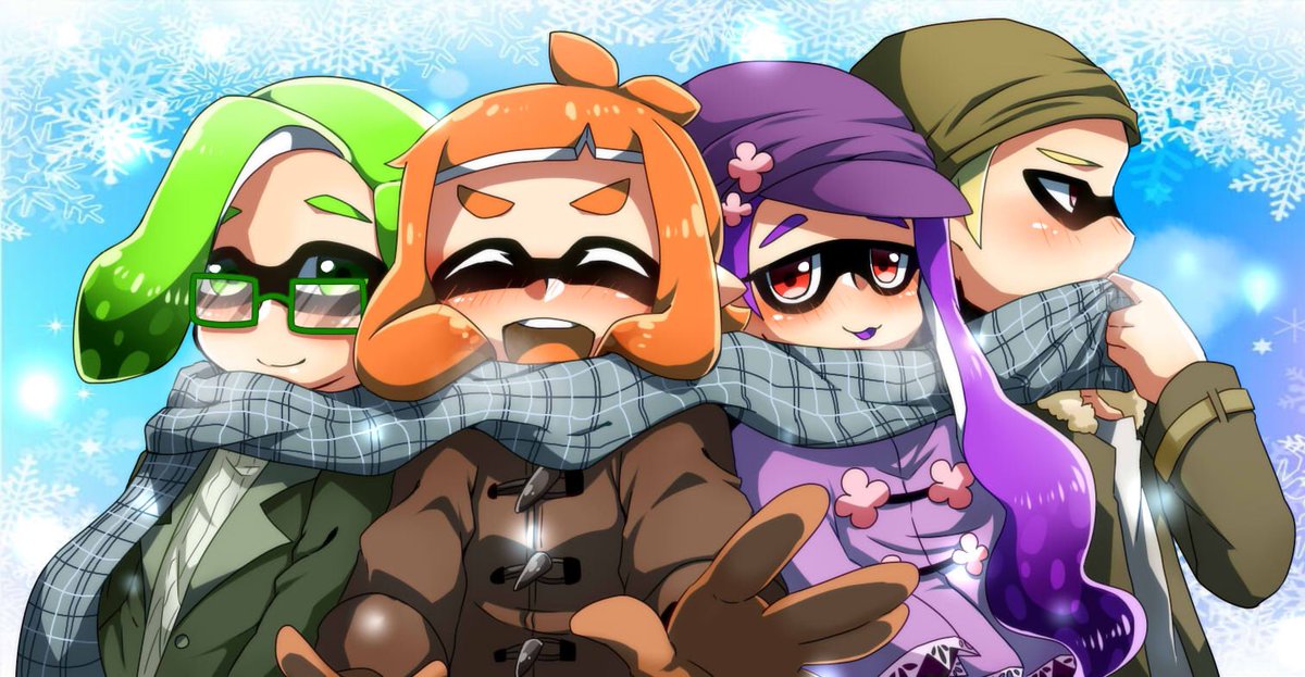 インクリング ,イカボーイ(スプラトゥーン) ,イカガール(スプラトゥーン) 「#これを見た人も何か無言で四人組をあげる 」|まなちゅうのイラスト