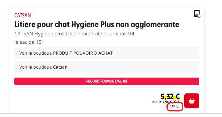Gnoeid's tweet photo. Bonjour @intermarche, n'y a-t-il pas un problème sur le prix au litre sur vos litières pour chat ?? https://t.co/QLhmGq8HuJ