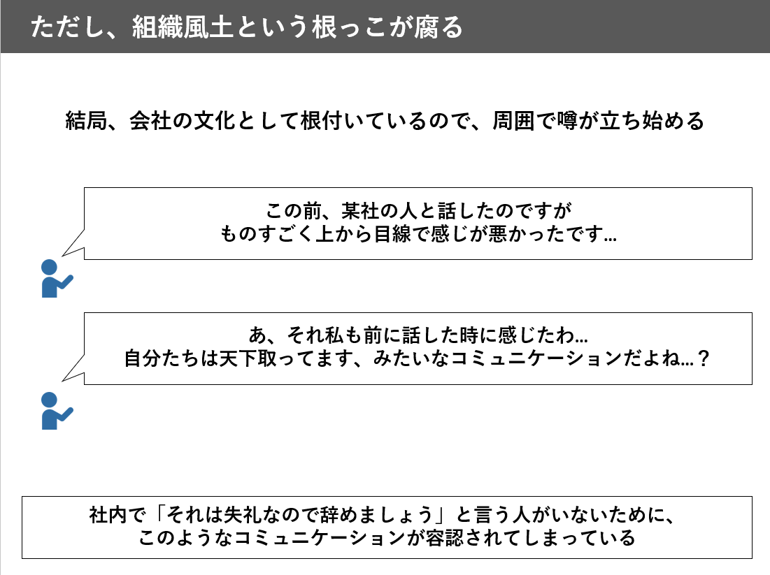 fuuuuuta21's tweet photo. 大企業にいると傲慢になりやすいというわけでもなく、「わいは、飛ぶ鳥を落とす勢いのスタートアップの社員だ！」という傲慢なケースも見ますし

結局は、自分の実力と関係のない下駄を履き、「周囲から丁重に扱われて当然」という環境に慣れすぎると、人も組織もおかしくなっていくのかなと思います。 https://t.co/OvW6rlp9Kj