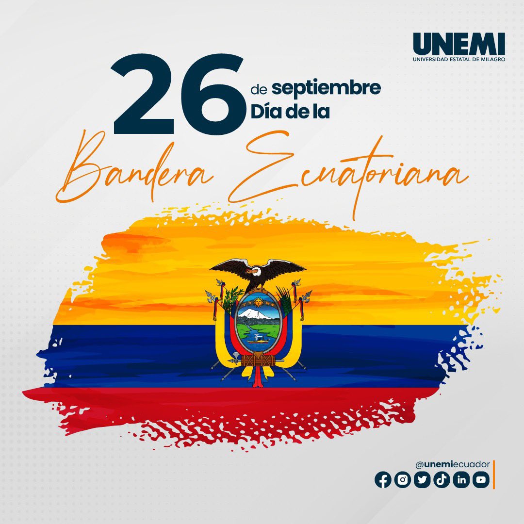 UNEMIEcuador's tweet photo. #26DeSeptiembre 🇪🇨 

Hoy recordamos y conmemoramos con orgullo el #DíaDeLaBanderaNacional, símbolo patrio que representa historia e identidad de nuestro hermoso país. https://t.co/wZQtsK4bMw